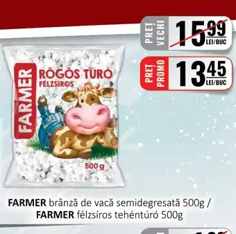 CBA FARMER brânză de vacă semidegresată 500g / FARMER félzsíros tehéntúró 500g Ofertă