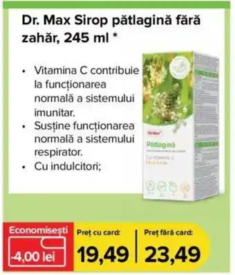 Dr. Max Sirop pătlagină fără zahăr, 245 ml *