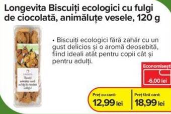 Dr.Max Longevita Biscuiți ecologici cu fulgi de ciocolată, animăluțe vesele, 120 g Ofertă