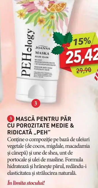 MASCĂ PENTRU PĂR CU POROZITATE MEDIE & RIDICATĂ ,,PEH"