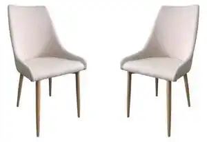 Set 2 scaune dining ottelo, textil, picioare metalice, crem
