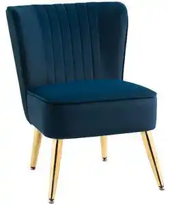 Fotoliu modern in stil scandinav pentru living, fotoliu captusit si tapitat cu material catifelat, 56x65,5x82,5cm - albastru 
