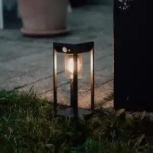 Favi Bolard exterior gri inchis 25 cm cu faza scurta si senzor pe solar - sonne Ofertă