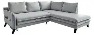 Colțar extensibil cu șezlong pe partea dreaptă miuform charming charlie l, gri deschis