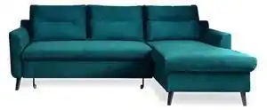 Colțar extensibil din catifea cu șezlong pe partea dreaptă miuform stylish stan, turcoaz