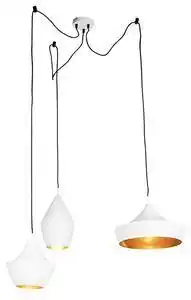 Set de 3 lămpi suspendate scandinave albe cu auriu - depeche