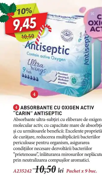 ABSORBANTE CU OXIGEN ACTIV "CARIN" ANTISEPTIC
