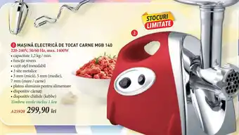 MAŞINĂ ELECTRICĂ DE TOCAT CARNE MGB 140