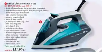 FIER DE CĂLCAT CU ABUR T-622