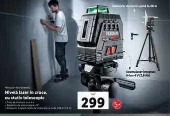Nivelă laser în cruce, cu stativ telescopic