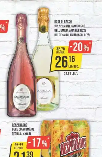 Mega Image ROSE DI BACCO VIN SPUMANT LAMBRUSCO DELL'EMILIA AMABILE ROSE DULCE/ALB LAMBRUSCO, 0.75L Ofertă