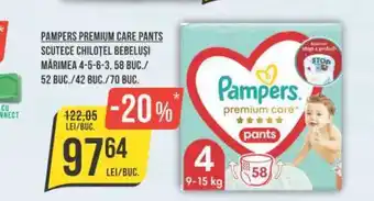 Mega Image PAMPERS PREMIUM CARE PANTS SCUTECE CHILOŢEL BEBELUȘI Ofertă
