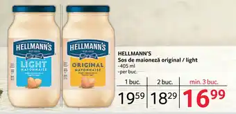 Selgros HELLMANN'S Sos de maioneză original / light Ofertă