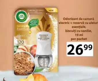 Selgros Odorizant de cameră electric + rezervă cu uleiuri esenţiale, biscuiţi cu vanilie, 19 ml Ofertă