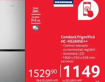 Selgros Combină frigorifică HC-HS269SE++ Ofertă