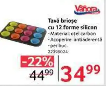 Selgros Tavă brioşe cu 12 forme silicon Ofertă