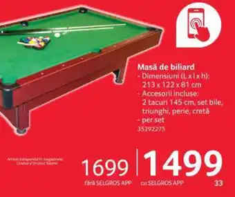 Selgros Masă de biliard Ofertă