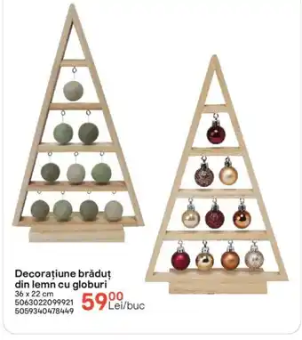 Brico Depôt Decorațiune brăduţ din lemn cu globuri Ofertă