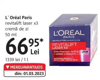 DM L'Oréal Paris revitalift laser x3 cremă de zi 50 ml Ofertă