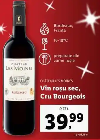 Lidl CHÂTEAU LES MOINES Vin roşu sec, Cru Bourgeois Ofertă