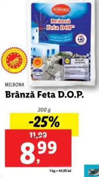 Lidl MILBONA Brânză Feta D.O.P. Ofertă