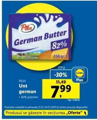 Lidl PILOS Unt german Ofertă