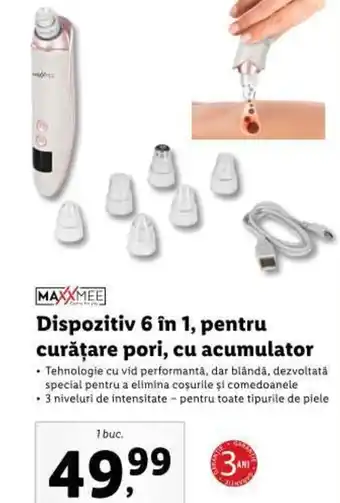 Dispozitiv 6 în 1, pentru curățare pori, cu acumulator