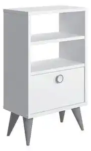 Favi Noptiera inalta vega cu raft, alb, 45 x 25 x 74 cm Ofertă