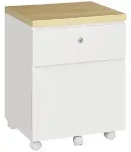 Favi Dulap de birou cu 2 sertare, sertar document a4 cu blocare si 5 roti, 47x39,5x62cm, alb vinsetto | aosom ro Ofertă