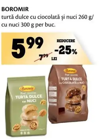 BOROMIR turtă dulce cu ciocolată și nuci 260 g/ cu nuci 300 g