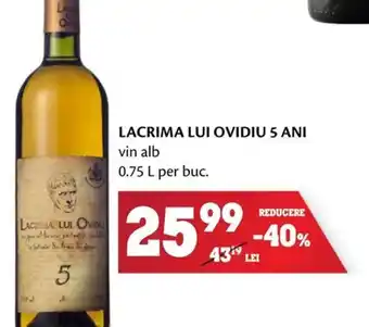 Annabella LACRIMA LUI OVIDIU 5 ANI vin alb 0.75L Ofertă