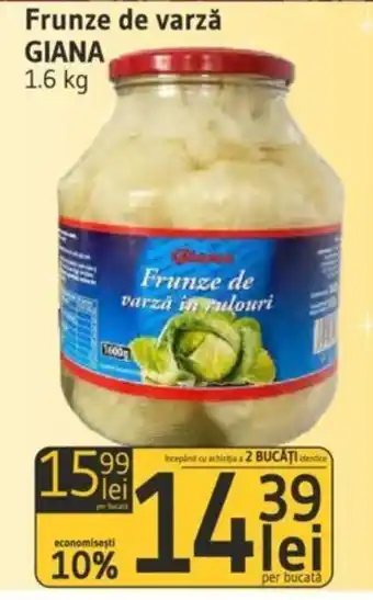 Supeco Frunze de varză GIANA 1.6 kg Ofertă