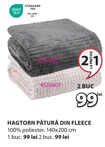 JYSK HAGTORN PĂTURĂ DIN FLEECE Ofertă