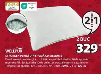 JYSK STROKKEN PERNĂ DIN SPUMĂ CU MEMORIE Ofertă