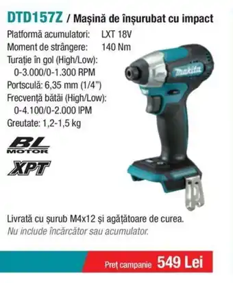 Makita MAKITA DTD157Z / Maşină de înșurubat cu impact Ofertă