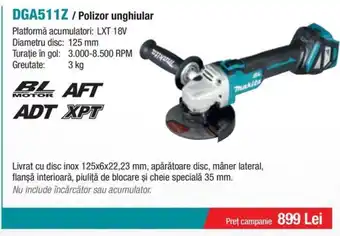 Makita MAKITA DGA511Z/Polizor unghiular Ofertă