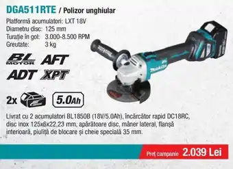 Makita MAKITA DGA511RTE / Polizor unghiular Ofertă