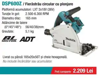 Makita MAKITA DSP600Z/Fierăstrău circular cu plonjare Ofertă