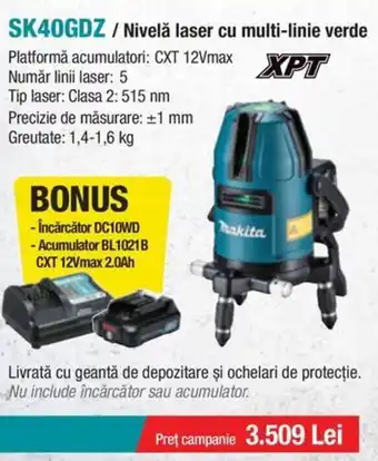 MAKITA SK40GDZ/Nivelă laser cu multi-linie verde
