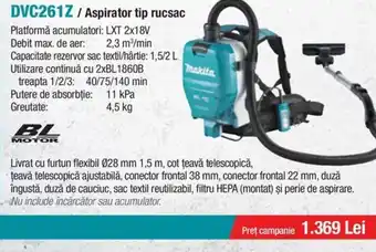 Makita MAKITA DVC261Z/ Aspirator tip rucsac Ofertă