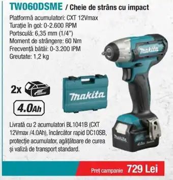 Makita MAKITA TW060DSME / Cheie de strâns cu impact Ofertă