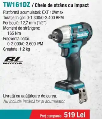 Makita MAKITA TW161DZ/Cheie de strâns cu impact Ofertă