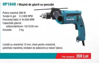 Makita MAKITA HP1640 / Maşină de găurit cu percuție Ofertă
