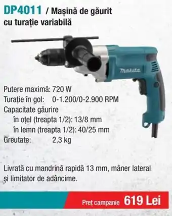 MAKITA DP4011/ Maşină de găurit cu turație variabilă