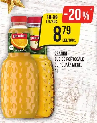 Mega Image GRANINI SUC DE PORTOCALE CU PULPĂ/ MERE, 1L Ofertă
