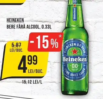 Mega Image HEINEKEN BERE FĂRĂ ALCOOL, 0.33L Ofertă