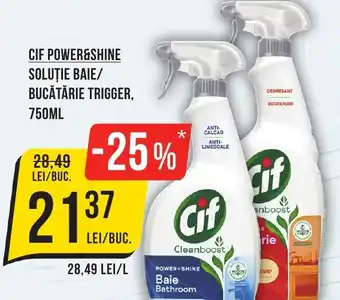 Mega Image CIF POWER&SHINE SOLUŢIE BAIE/ BUCĂTĂRIE TRIGGER, 750ML Ofertă