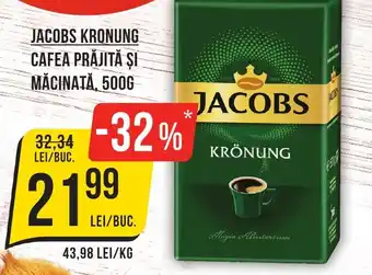 Mega Image JACOBS KRONUNG CAFEA PRĂJITĂ ȘI MĂCINATĂ, 500G Ofertă