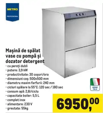 Metro Maşină de spălat vase cu pompă și dozator detergent Ofertă