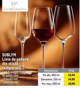 Metro SUBLYM Linie de pahare din sticlă temperată Ofertă